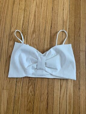 BooHoo White Bow Crop Top